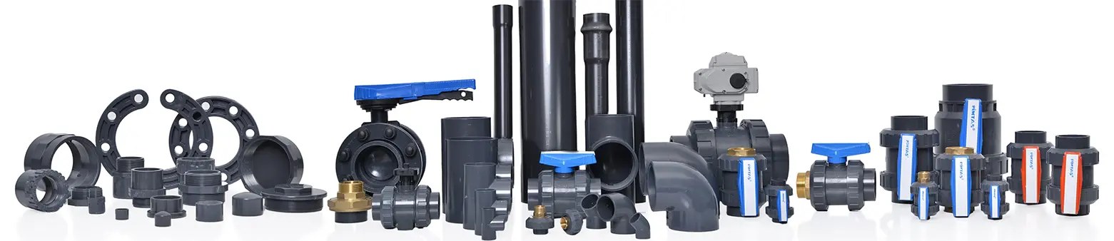 مجموعه لوله، فلنج، شیر پروانهای و شیر توپی UPVC